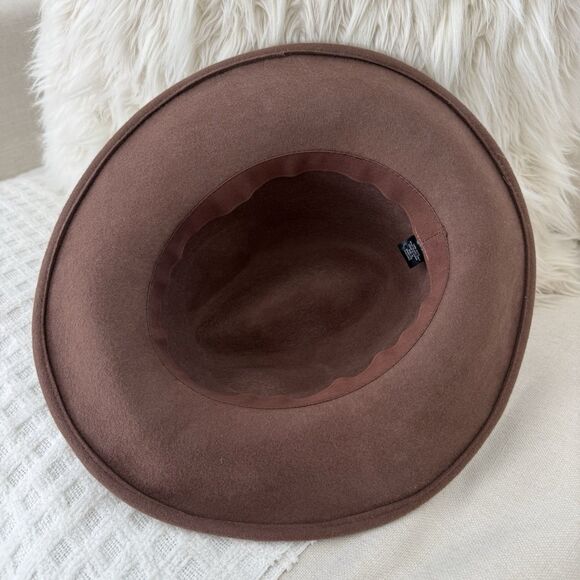 Urban Outfitters Women\'s Fedora Hat Size M 100% Wool Brown Mauve Floppy Brim